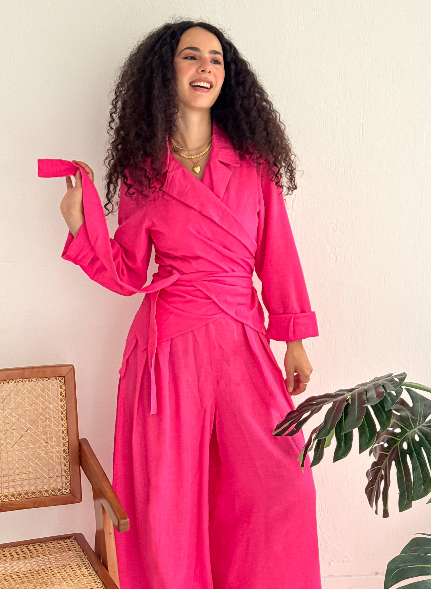 Charmy Magenta Linen Set