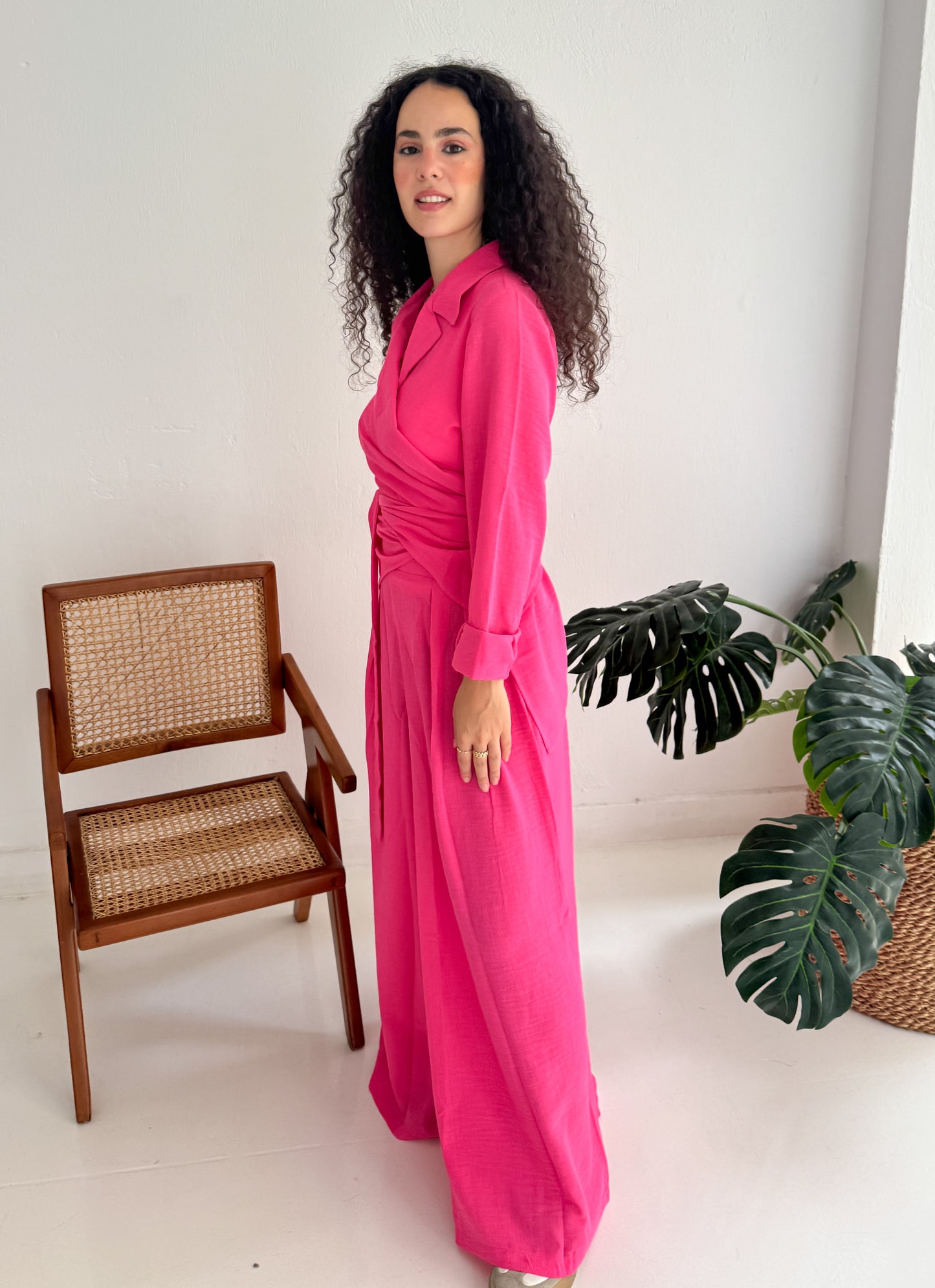 Charmy Magenta Linen Set