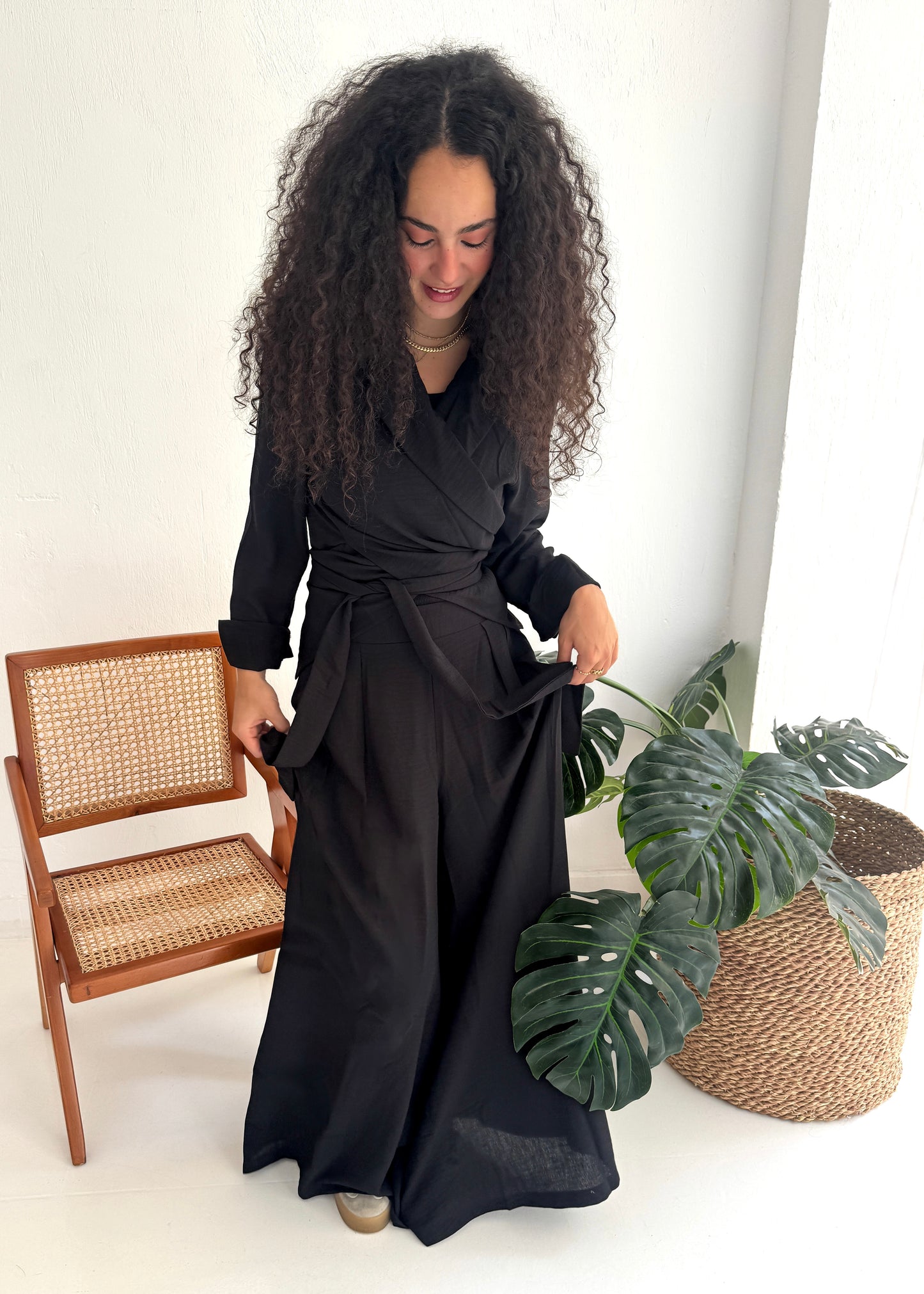 Charmy Black Linen Set
