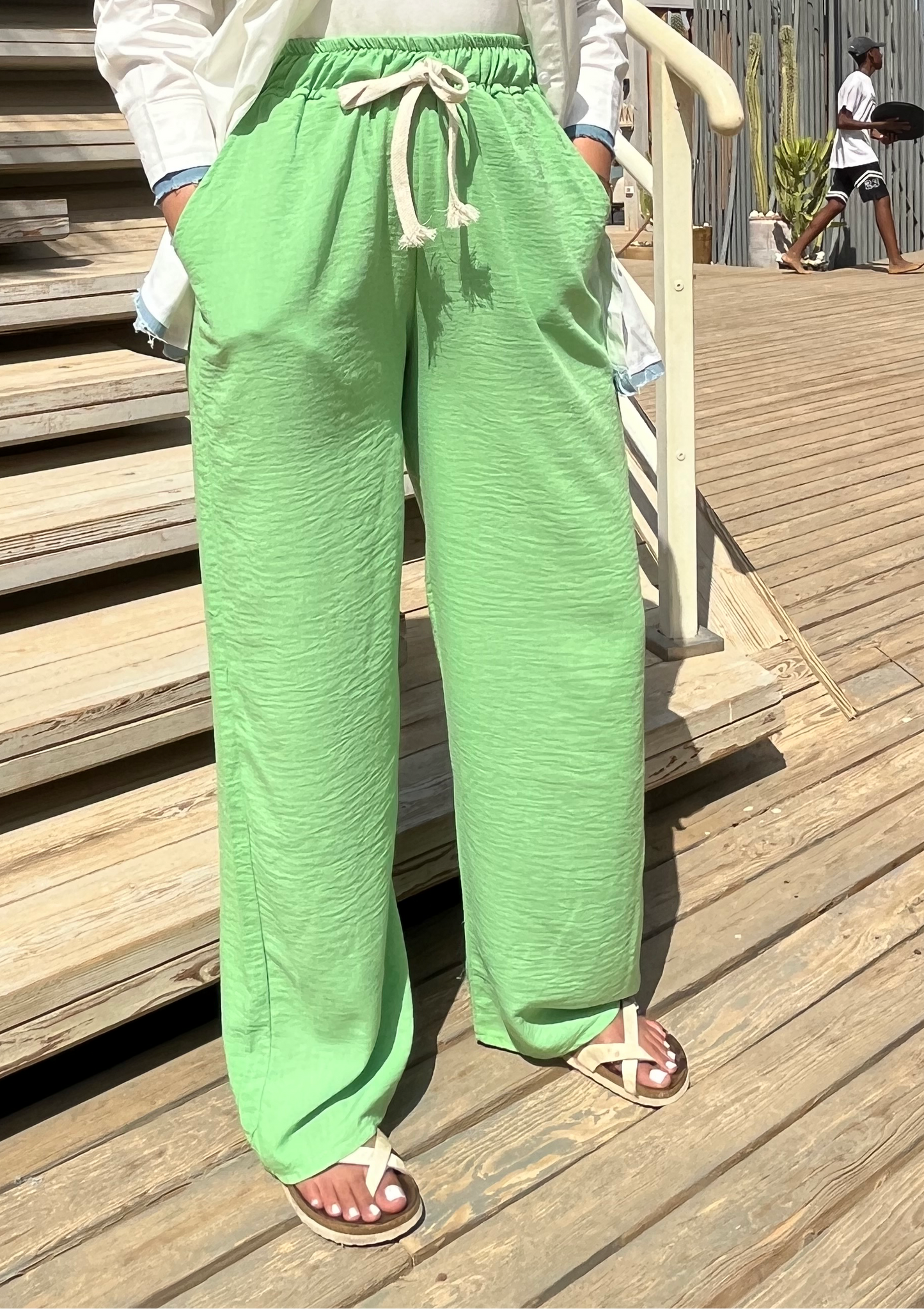 Green linen pant