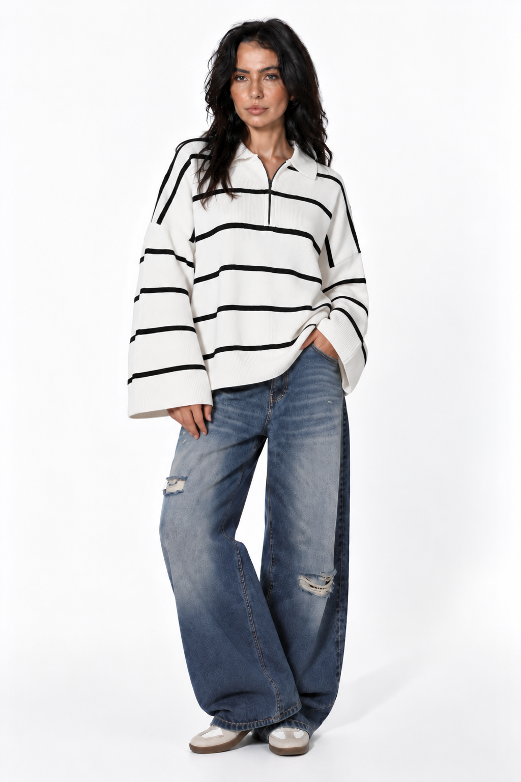 White Striped Pullover