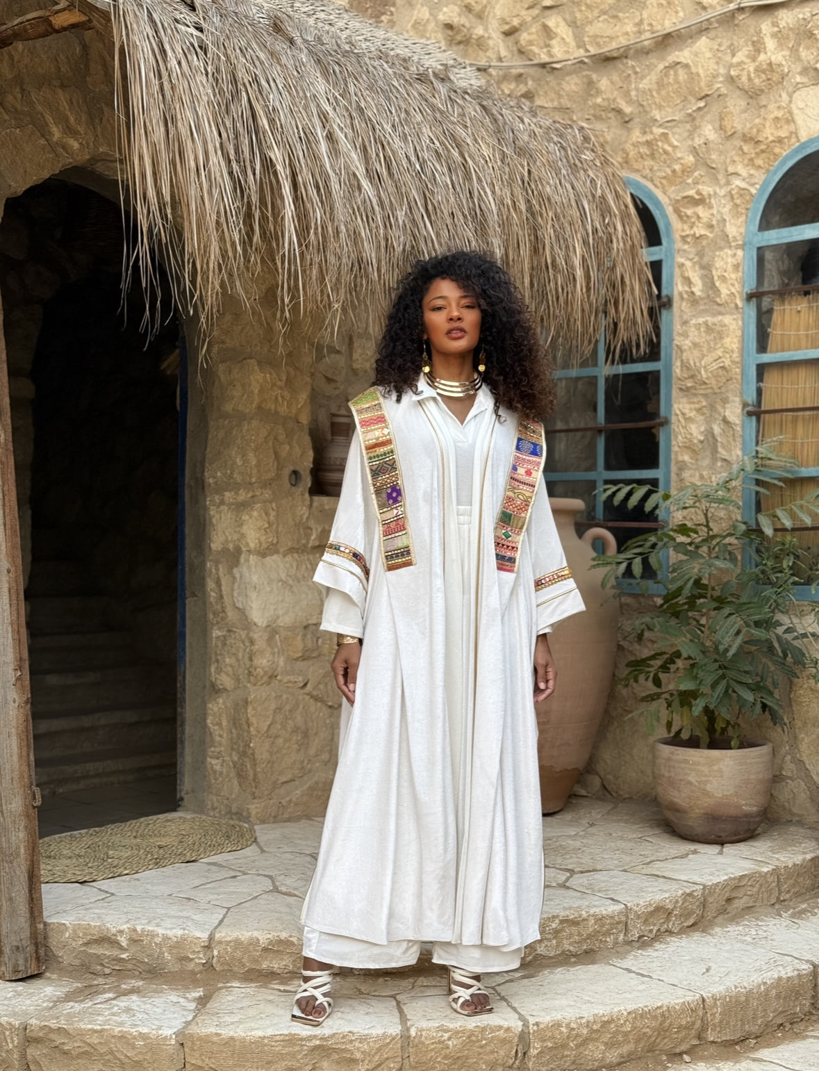 Pharaoh kaftan -White