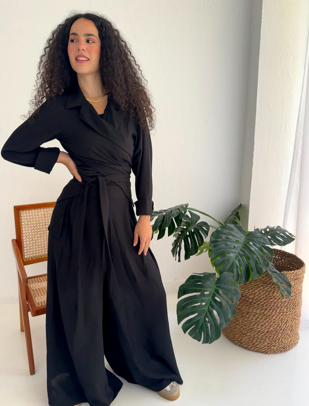 Charmy Black Linen Set