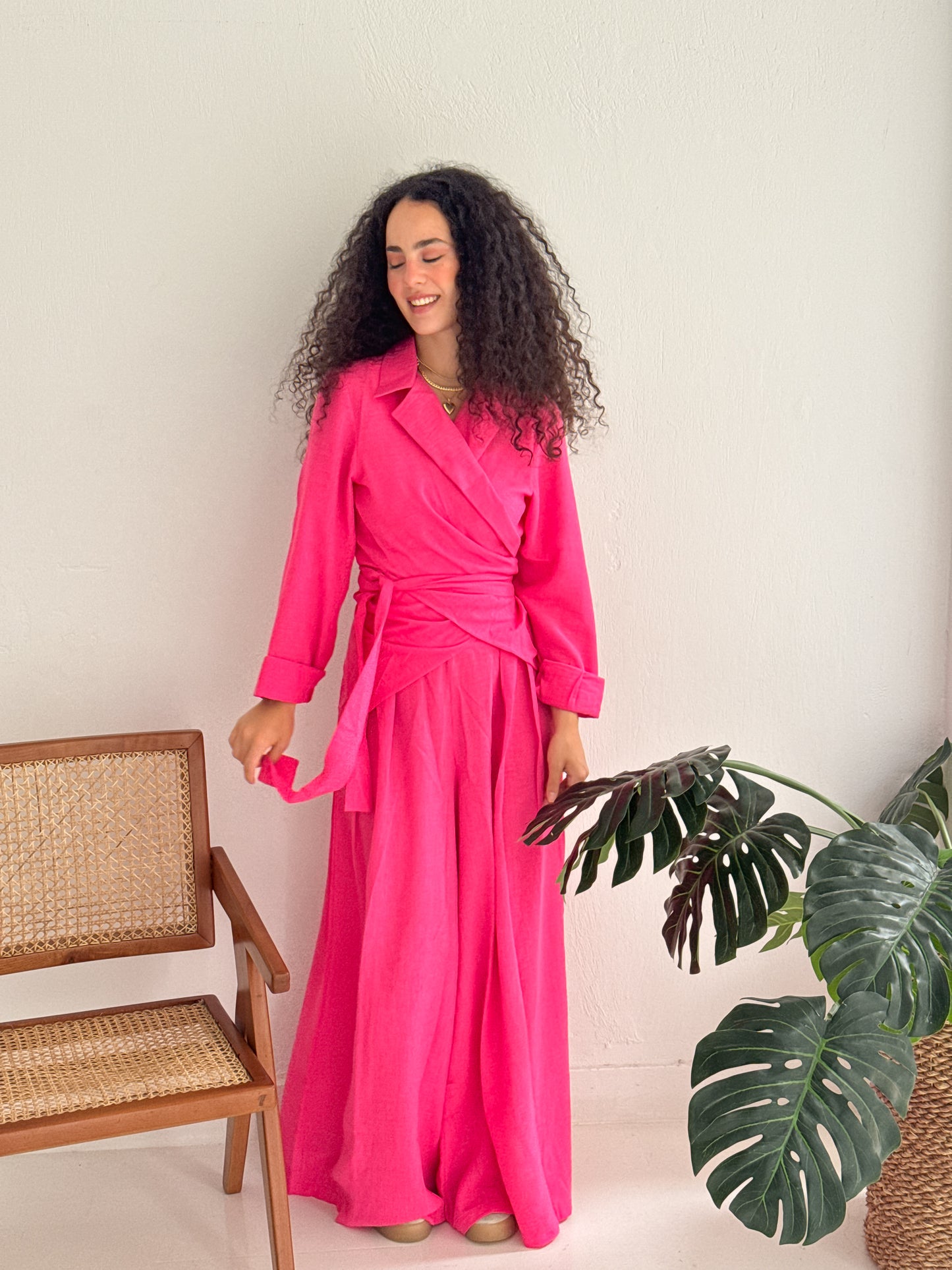 Charmy Magenta Linen Set