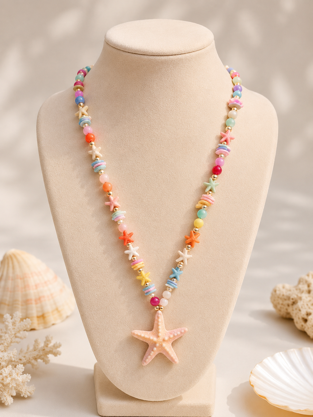 Starfish Long Necklace (Colorful)