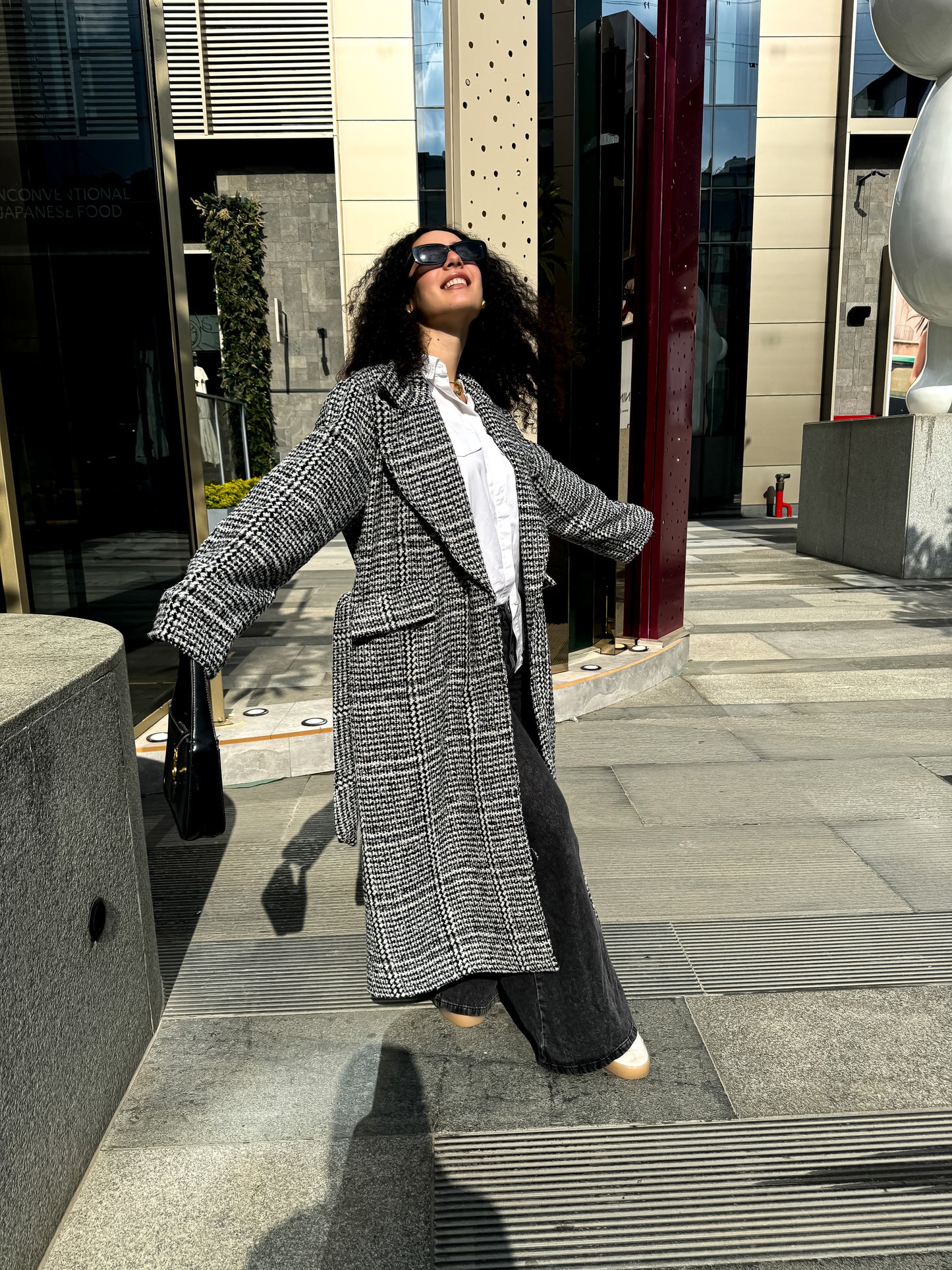 Plaid Glam B&W Coat