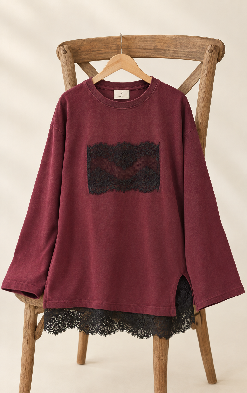 Lace Burgundy Tee