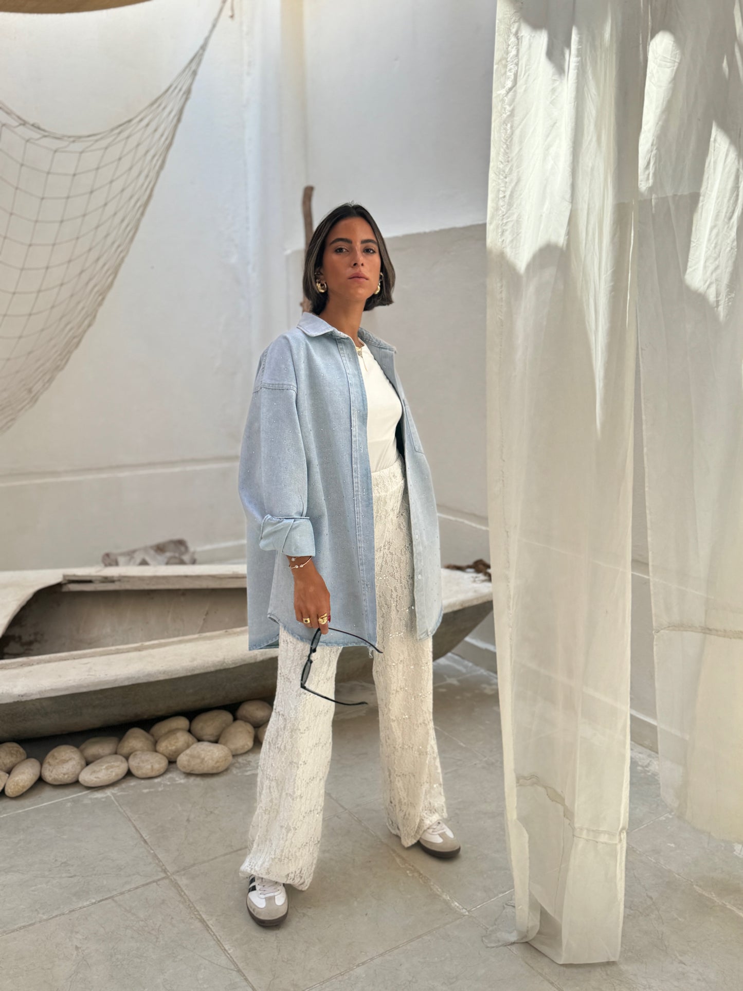 Ice embroidery lace pant