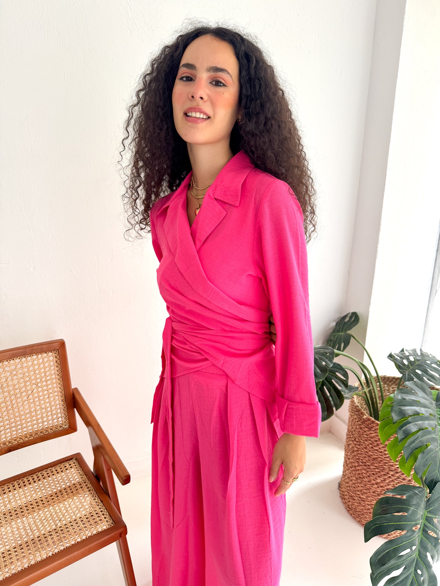 Charmy Magenta Linen Set