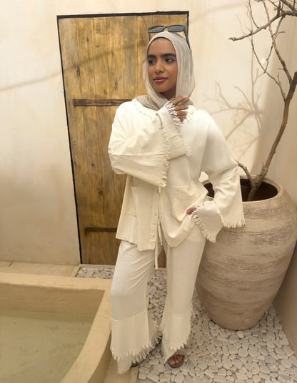 Gana White Linen Set
