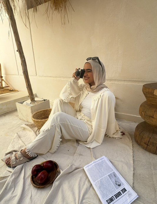 Gana White Linen Set