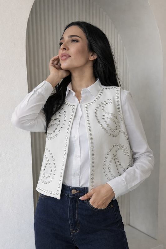 Embroidery white jacket