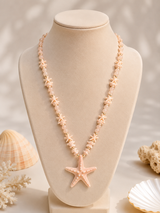Starfish Long Necklace ( Creamy)