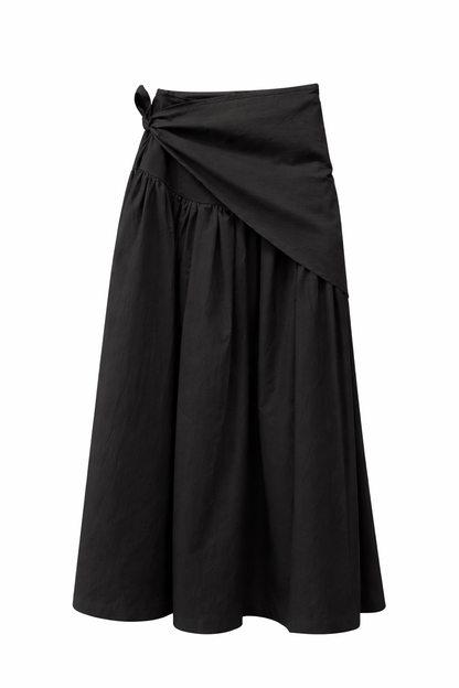 Draped-Wrape Skirt In Black