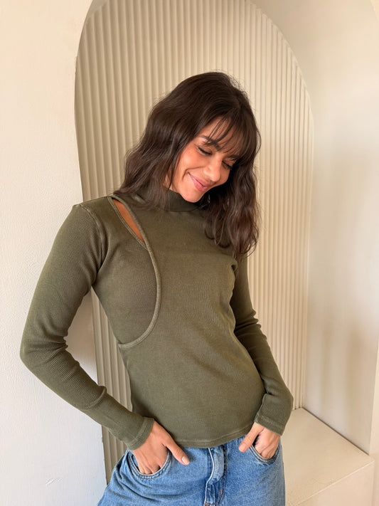 Olive Washed basic top