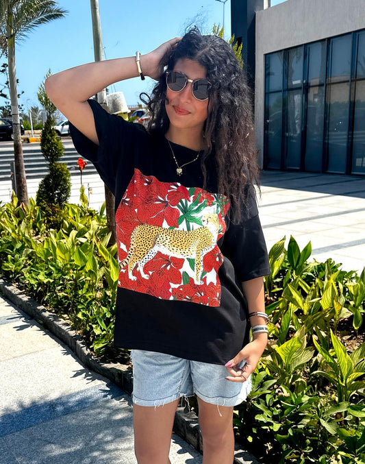 Black Leopard oversized shirt