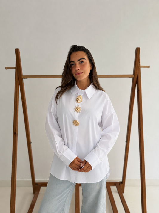 Golden Muse Oversized Shirt In White