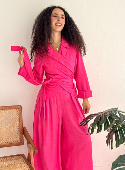 Charmy Magenta Linen Set