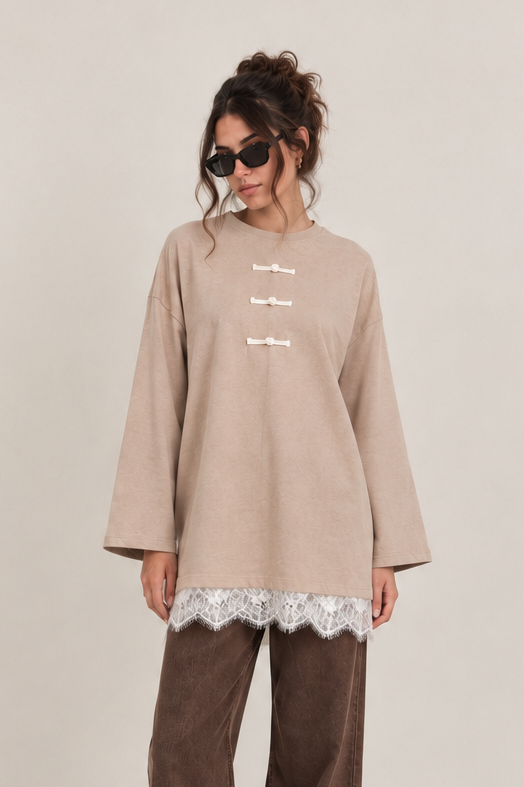 Japanese Lace beige tee