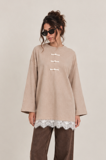 Japanese Lace beige tee