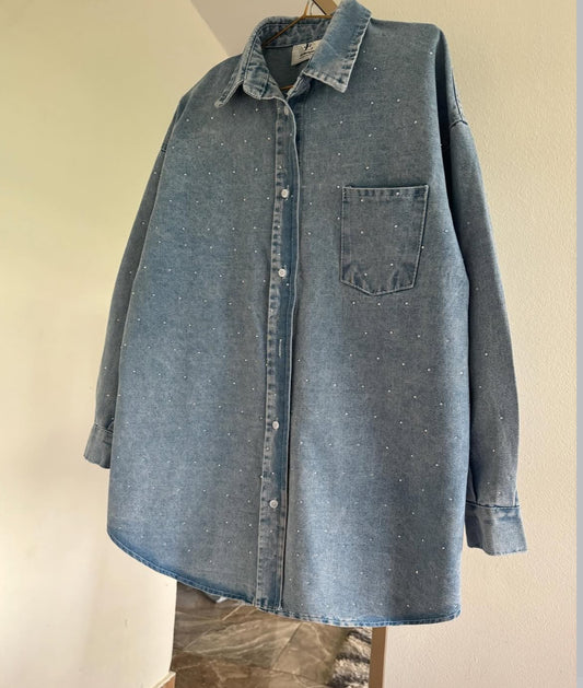 Glamy denim jacket blue shades