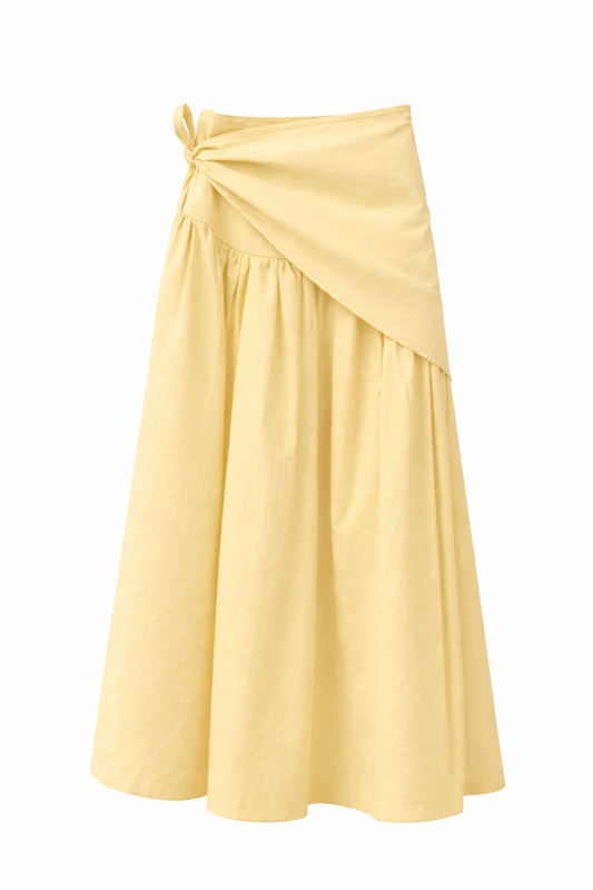 Draped-Wrape Skirt In Butter Yellow