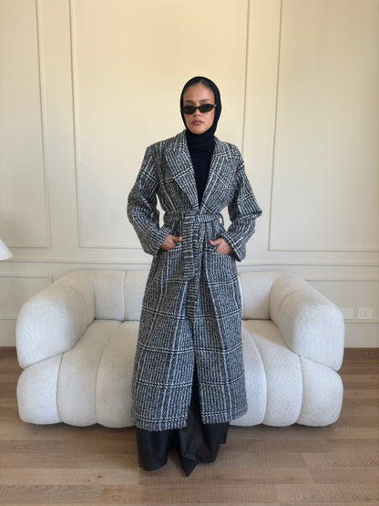 Plaid Glam B&W Coat