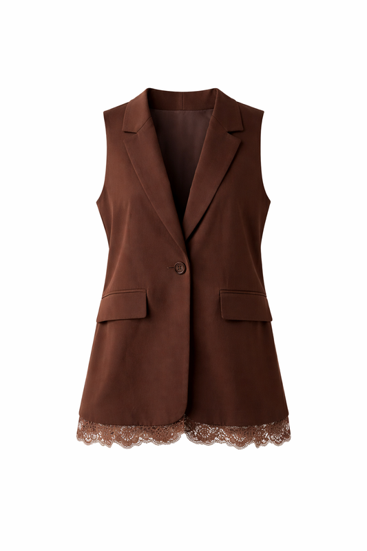 Waistcoat Dantel In Brown