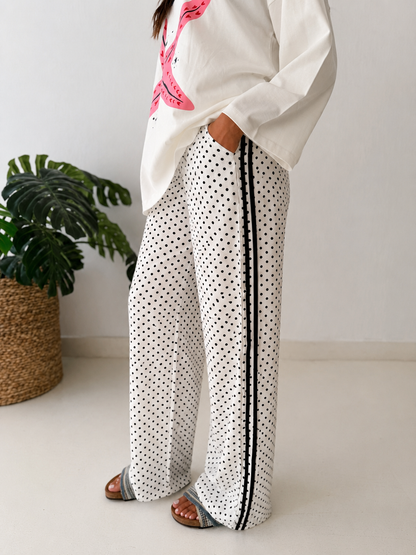 White Polka dot pant