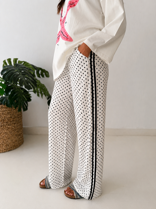 White Polka dot pant