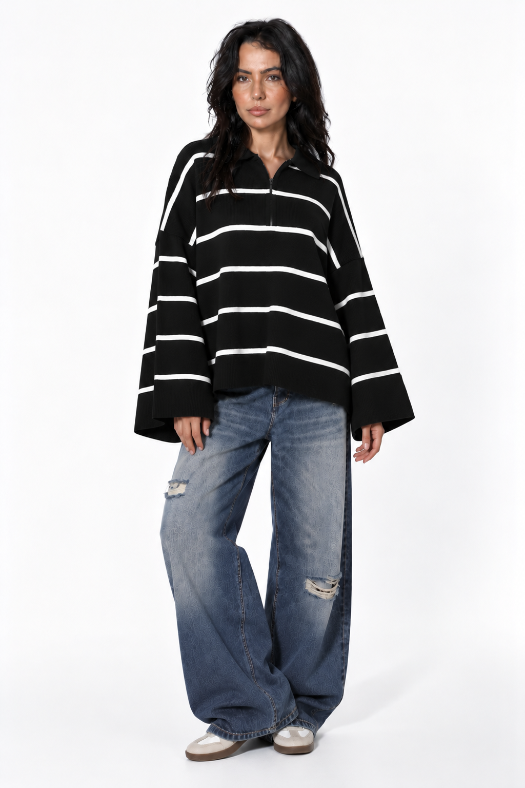 Black Striped Pullover