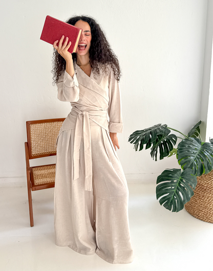 Charmy Beige Linen Set
