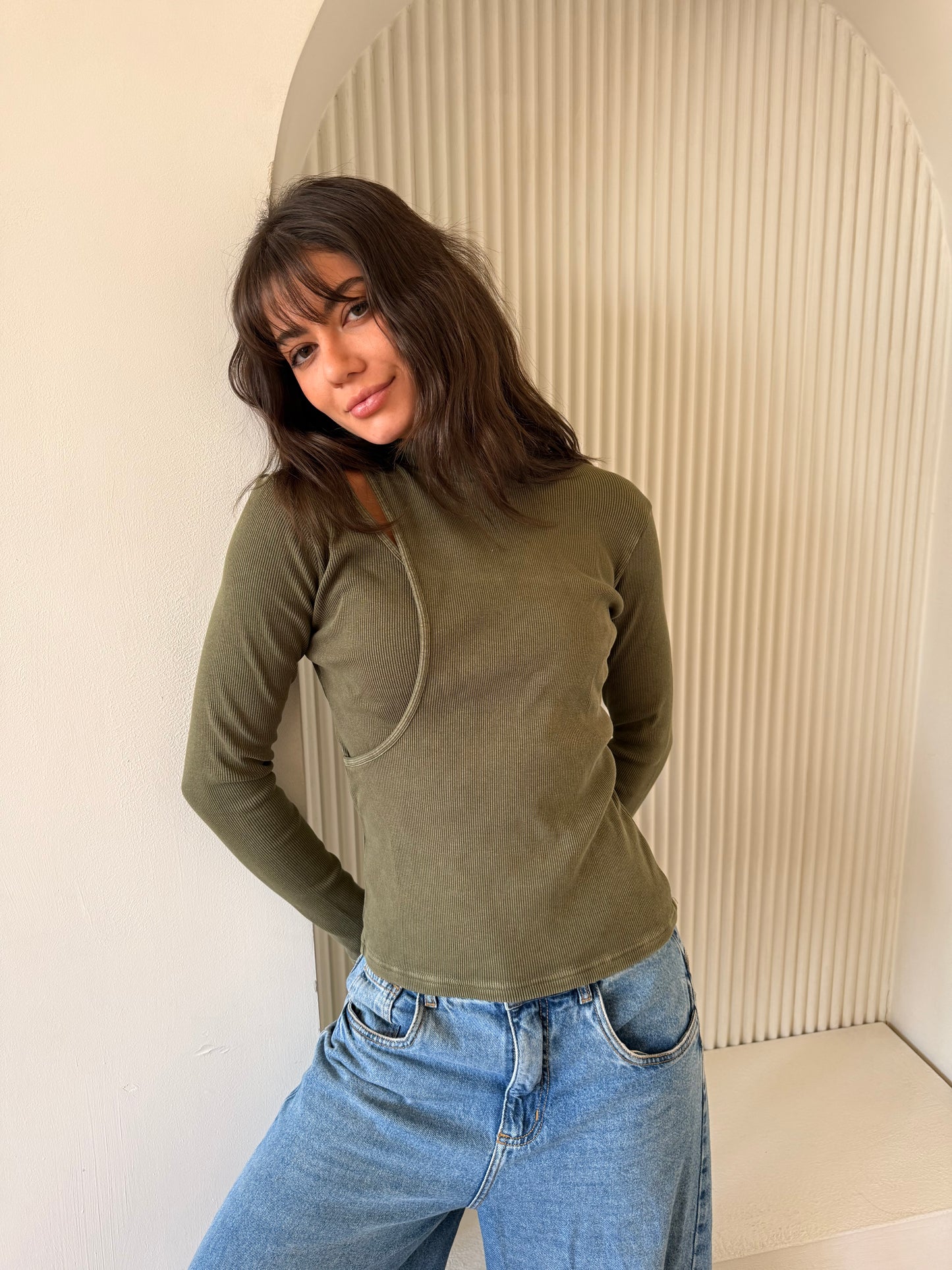 Olive Washed basic top
