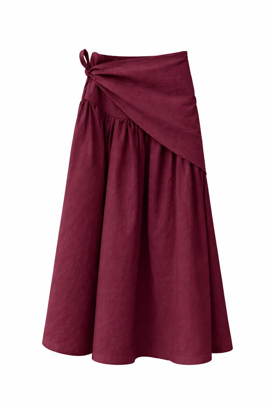 Draped-Wrape Skirt In Burgundy