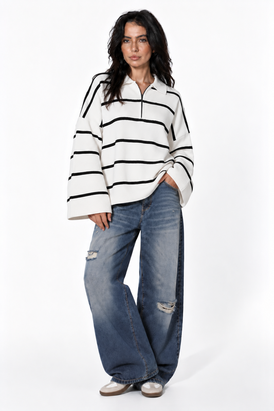 White Striped Pullover