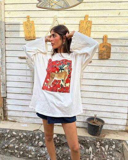 Oversized leopard tshirt with long sleeves