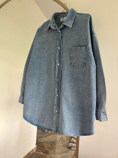 Glamy oversized jeans jacket