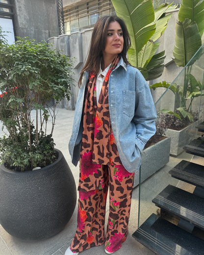 Leopard Pant Floral Set