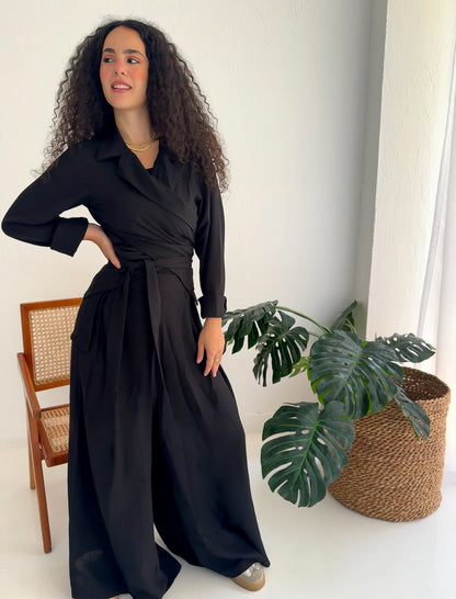 Charmy Black Linen Set