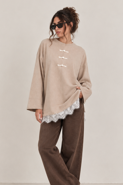 Japanese Lace beige tee