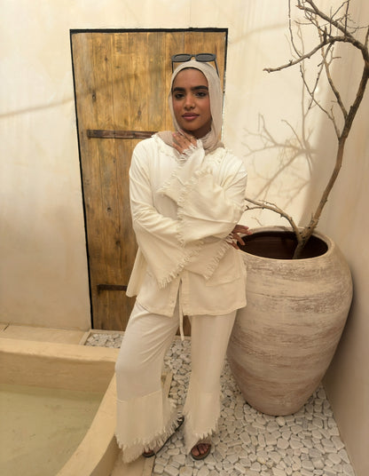 Gana White Linen Set