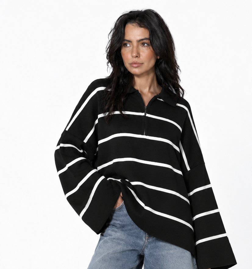 Black Striped Pullover