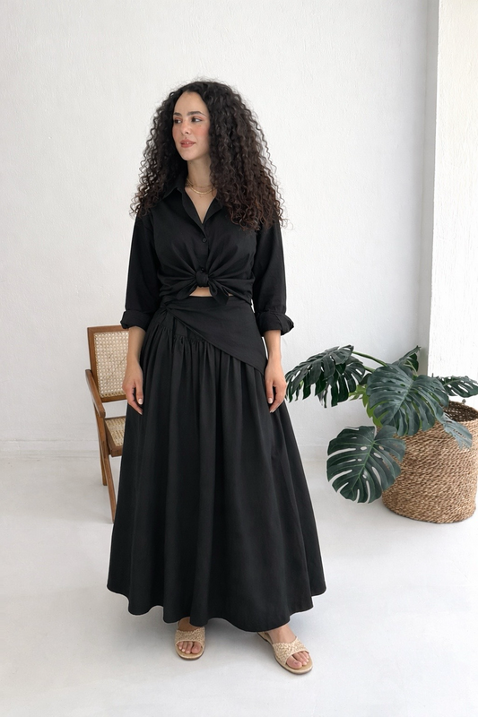 Draped-Wrape Skirt In Black