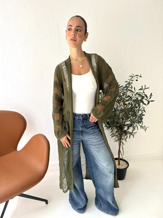 NET Olive Cardigan