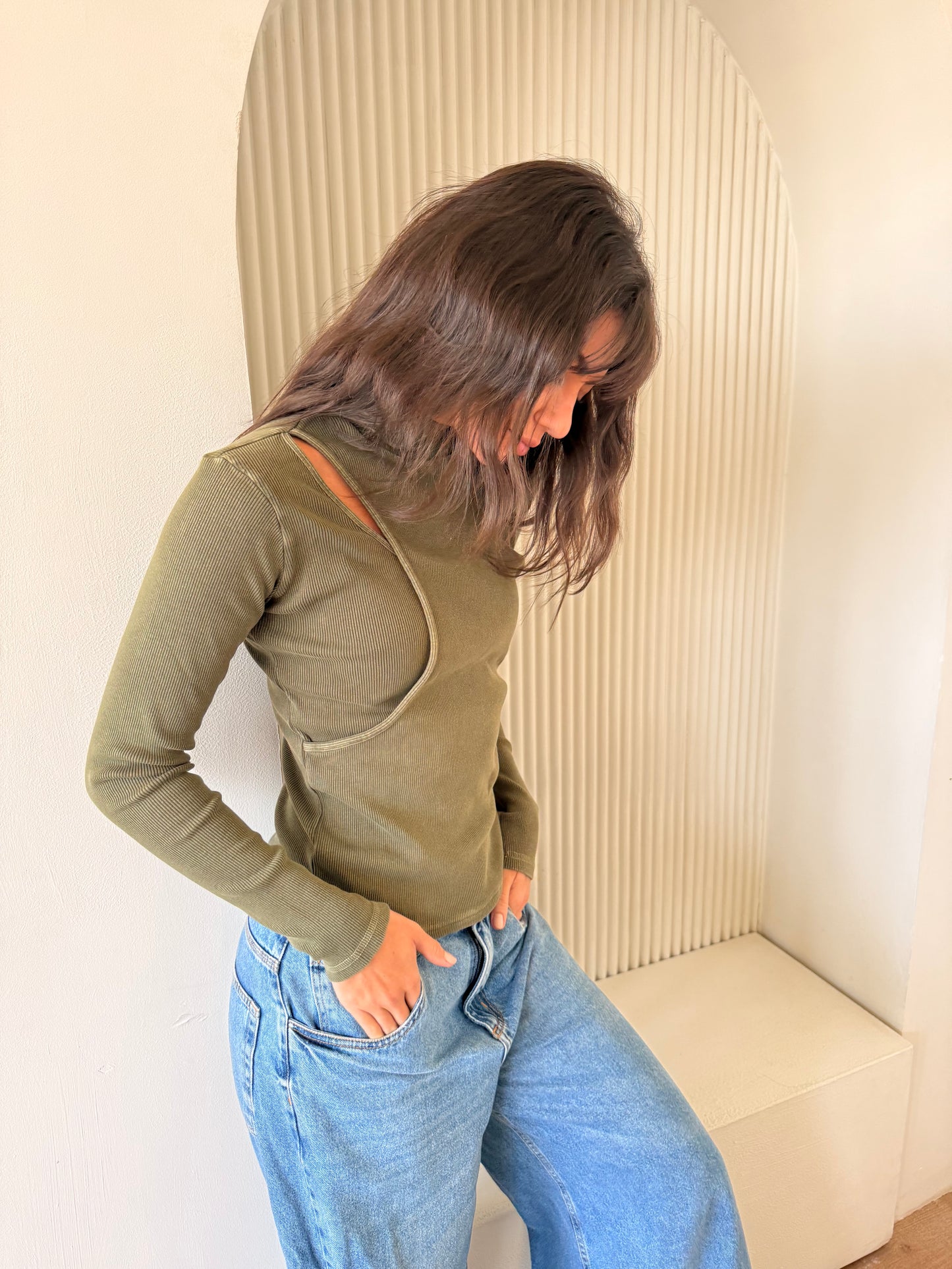 Olive Washed basic top