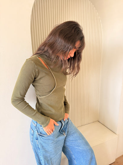 Olive Washed basic top