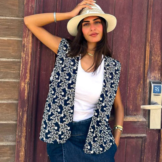 Embroidery authentic navyblue Vest