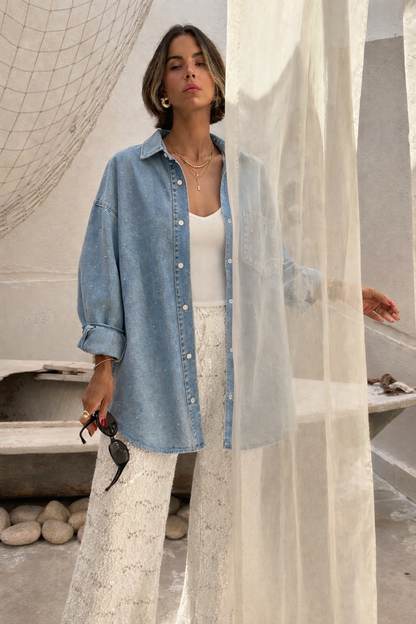 Glamy denim jacket blue shades