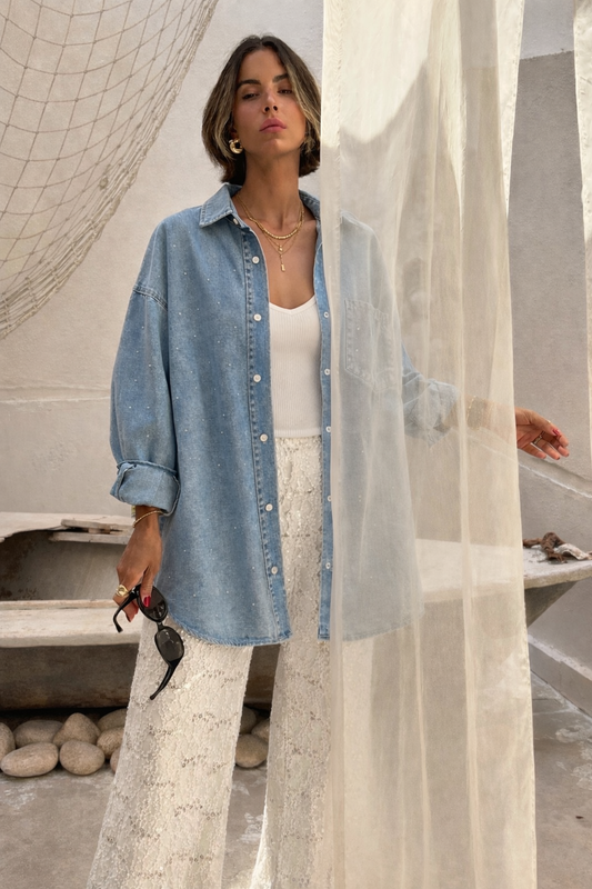 Glamy denim jacket blue shades