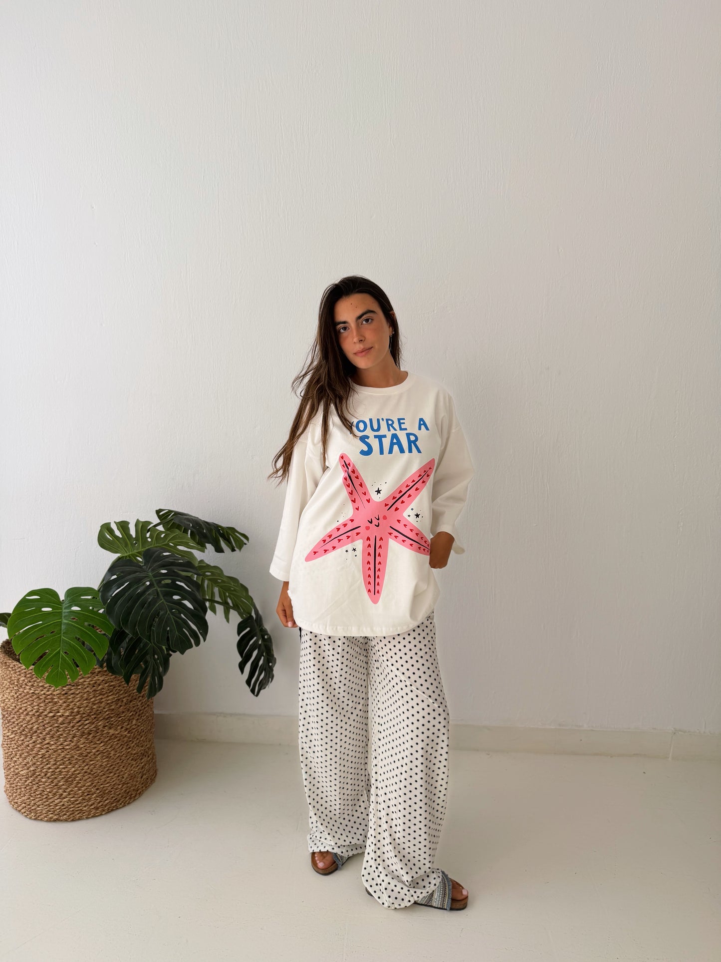 White Polka dot pant